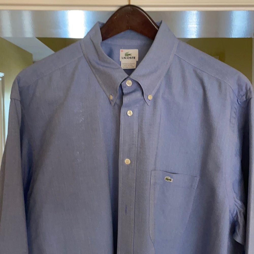 LACOSTE Blue button down, broadcloth XXL